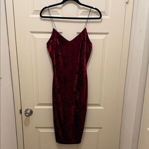 The Vintage Shop Strapless Velvet Dress in Deep Red